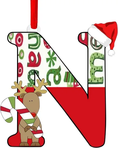 Vista 19 de Decoración colgante para árbol de Navidad de 26 letras, adornos para árbol de Navidad, adornos personalizados de 26 letras, decoración de Navidad
