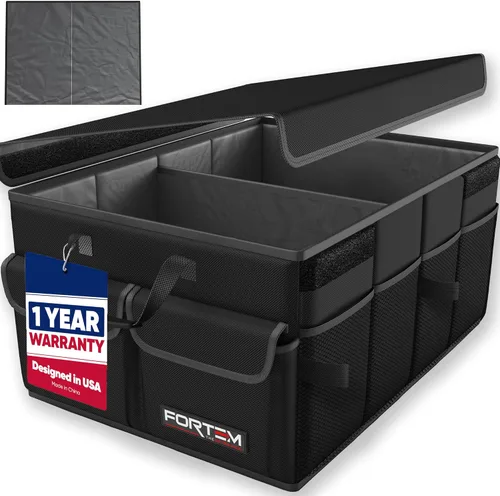 Vista 24 de FORTEM Organizador de maletero para SUV, organizador de maletero de automóvil, almacenamiento plegable, accesorios de coche para mujeres y hombres