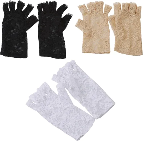 Vista 5 de Sperrins Skylety Sunblock Fingerless Bridal Lace Gloves Opera Evening Wedding Tea Party Prom Cosplay