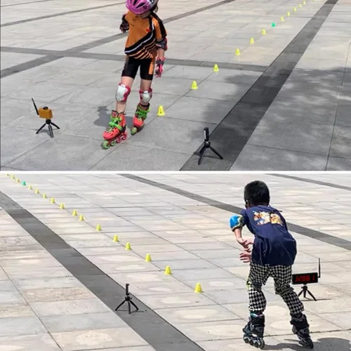 Vista 3 de Temporizador láser inalámbrico para sprints, cronómetro para pista de 40 60 yardas, sistema de temporizador de sprint láser, reloj de carrera