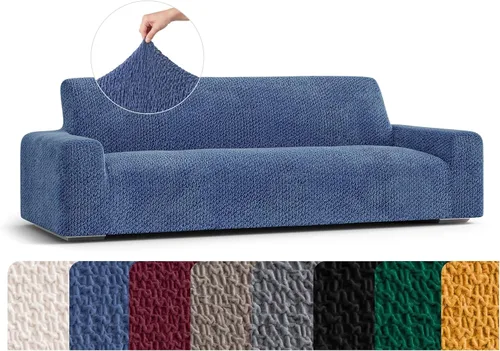 Vista 13 de PAULATO BY GA.I.CO. Funda para sofá, funda de sofá biplaza, funda elástica para sillón, funda de tela de poliéster suave, colección terciopelo Negro