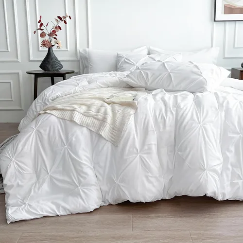 Vista 15 de Maple&Stone Juego de edredón tamaño Queen color beige, 7 piezas en una bolsa, juegos de ropa de cama con edredón, sábanas, fundas de almohada