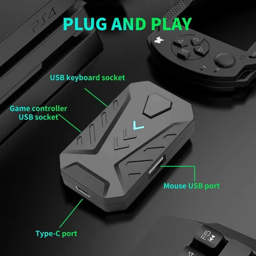 Vista 4 de Adaptador de teclado y ratón, adaptador de teclado y ratón, convertidor de controladores de juego para/ xbox360/ONE