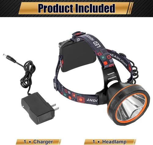 Vista 7 de Linterna frontal LED recargable, faro frontal impermeable súper brillante, linterna para casco duro para la caza de mapaches, pesca, camping