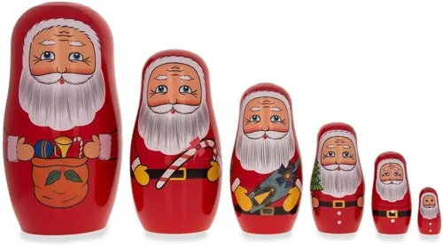 Vista 8 de BestPysanky Juego de 6 muñecas anidables de madera de Papá Noel de 5.5 pulgadas