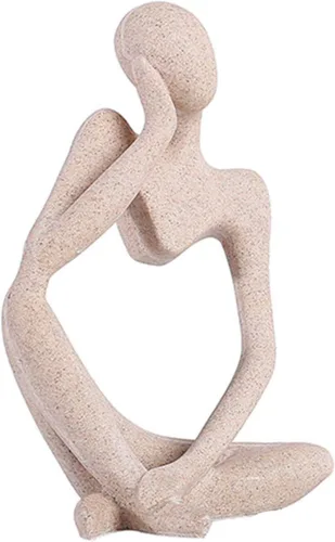 Vista 16 de Asng Estatua de escultura abstracta estilo pensador de resina, figuras coleccionables, decoración de escritorio para oficina en casa