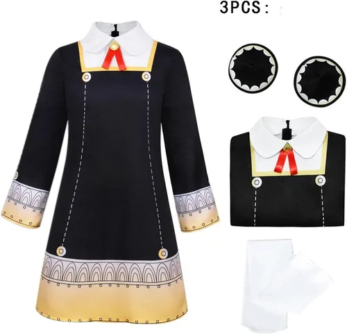 Vista 4 de HISHERTOY Yor Forger Disfraz para mujer, disfraz de Anya Forger para niños, disfraz de anime, espía familiar, vestido para fiesta