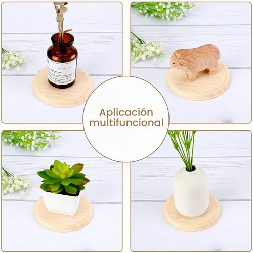 Vista 5 de Pllieay 2 placas redondas de madera de 5 pulgadas para manualidades y decoración del hogar