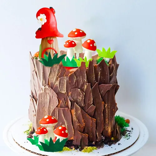 Vista 3 de Decoración de pastel de hongos del bosque de hongos Woodland Baby Shower,decoración de pastel de bosque de mariquita de setas decoración de pastel