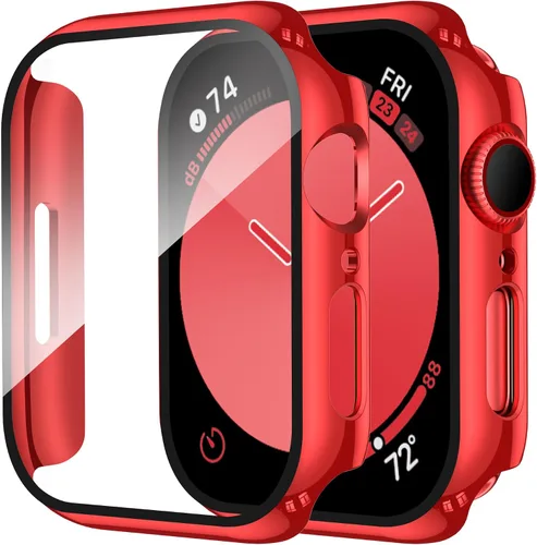 Vista 9 de Smiling Paquete de 2 fundas compatibles con Apple Watch Serie 3/Serie 2 de 1.49 pulgadas, protector de pantalla vidrio templado, carcasa rígida
