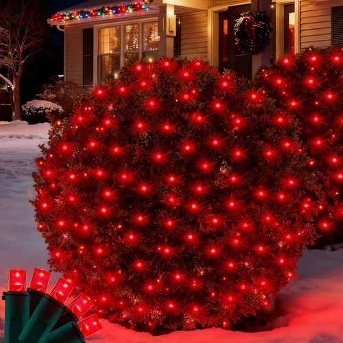 Vista 10 de Red de luces LED de Navidad para arbustos, 132 luces LED de 6 pies x 6 pies, conectables con certificación UL para arbustos, árboles, arbustos