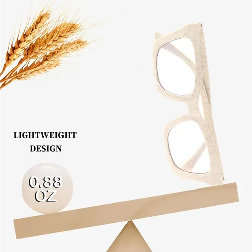 Vista 5 de Oprah Style - Lentes de lectura cuadrados con bloqueo de luz azul para mujeres y lectores de computadora Z05 Beige