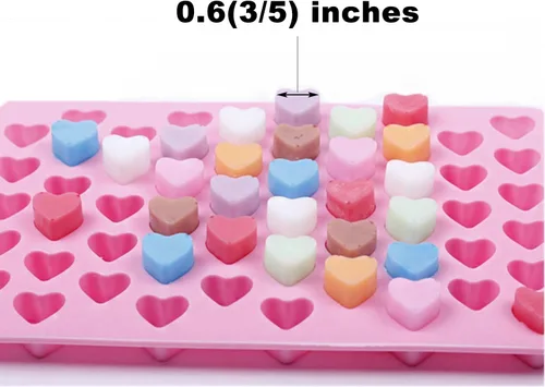 Vista 3 de Mini moldes de silicona con forma de corazón de 55 cavidades para hornear, molde de chocolate con forma de corazón, moldes de caramelo de San