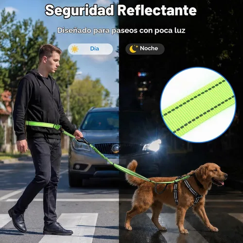 Vista 6 de Correa de perro de cintura manos libres, correa elástica de 6 a 8 pies para perros de 40 a 125 libras que caminan