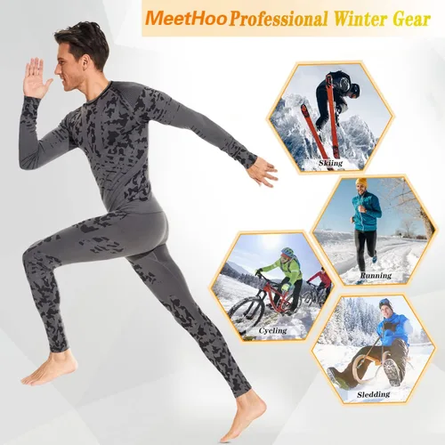 Vista 7 de MeetHoo Conjunto de ropa interior térmica para hombre ropa de invierno para hombre capa base de capa base larga