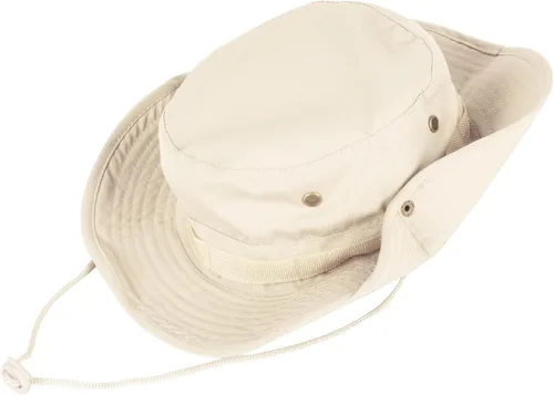 Vista 2 de Cubo unisex de algodón sólido para el sol, gorra plegable plegable para playa y viajes Beige/blanco
