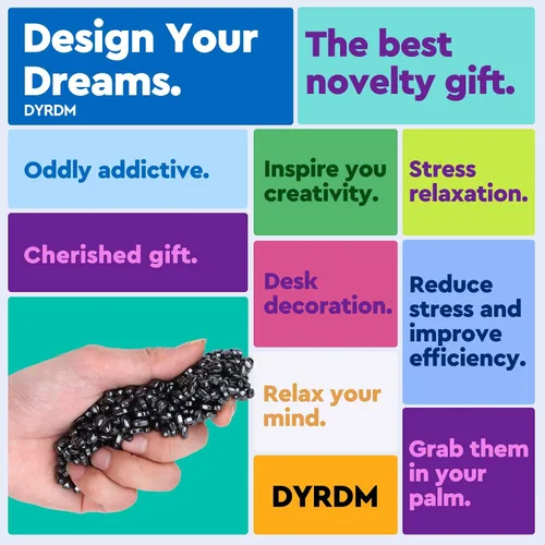 Vista 8 de Más de 300 masillas de ferrita originales de color negro, piedras sensoriales, para adultos para aliviar el estrés y el escritorio, artículos