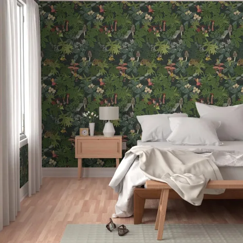 Vista 5 de Spoonflower Muestra de papel tapiz extraíble - Bosque de hadas del bosque extra grande rosa naturaleza niños caprichoso bebé personalizado