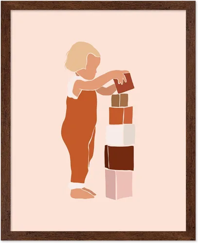 Vista 14 de Poster Master Faceless Child Poster - Retro Building Blocks Print - Playful & Pastel Art - Chic Boho Design - Modern Artwork - Aesthetic Decor