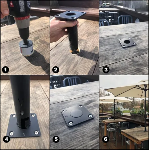 Vista 3 de Pilot Rock Patio Buddy - Soportes de paraguas extraíbles para paios, mesas, documentos, cubiertas y barcos - Fabricado en Estados Unidos
