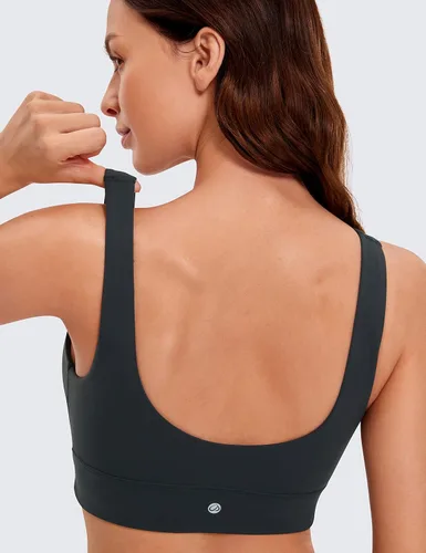 Vista 4 de CRZ YOGA Butterluxe - Brasier deportivo con espalda en U para mujer, cuello redondo, acolchado, de bajo impacto, para yoga, entrenamiento