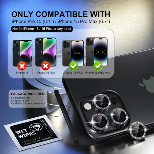 Vista 197 de Choiche Compatible para iPhone 16 Pro/iPhone 16 Pro Max Protector de Lente de Cámara, Vidrio Templado 9H Protector de Pantalla de Cubierta de Cámara