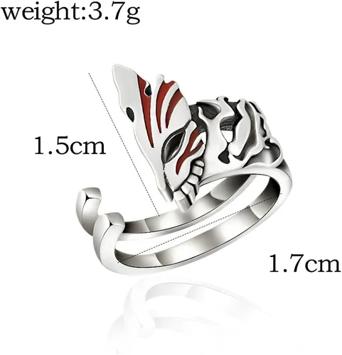 Vista 4 de Ealipoi Kurosaki Ichigo Anillo Anime Zangetsu Cosplay Anillos Aleación Accesorios Ajustables para Mujeres Hombres Regalo 3 Piezas, Metal, Venturina