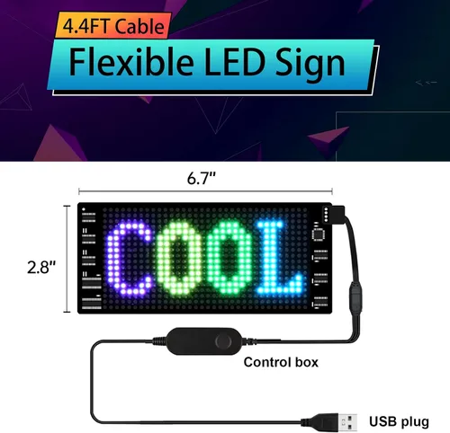 Vista 4 de Letreros LED para Coche, Control Programable por Aplicación Bluetooth, Editor de Texto DIY, Patrones, Animaciones para Coche, Sala