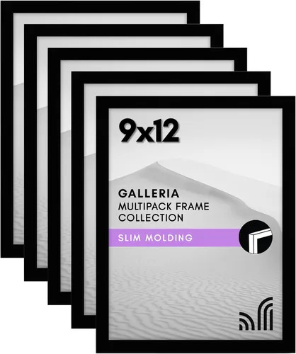 Vista 28 de Americanflat Portarretratos de 3 x 5 con plexiglás pulido, juego de 5 unidades, colección Galleria, marcos para mesa y pared, color negro