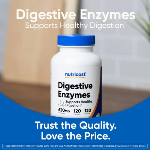 Vista 5 de Nutricost Enzimas digestivas 620 mg, 120 cápsulas - Suplemento completo de enzimas digestivas Suplemento completo de enzimas digestivas
