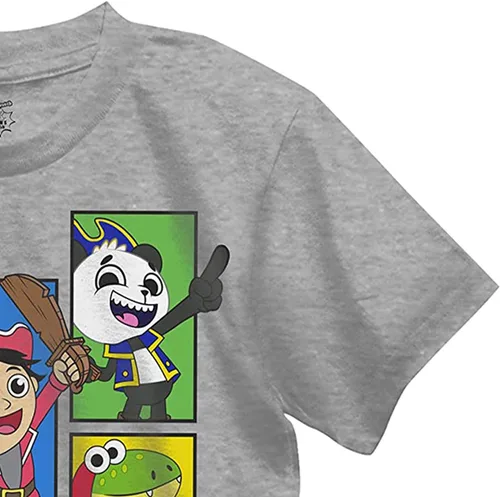 Vista 5 de Ryan's World Camiseta para niños - Ryan Toys Review - Camiseta oficial (gris jaspeado, talla S-4), Gris jaspeado
