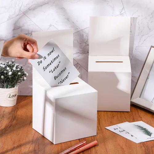 Vista 4 de Spakon 18 urnas de cartón con ranuras para sugerencias con cabecera, cajas de donación para recaudación de fondos, recolección de tarjetas de visita