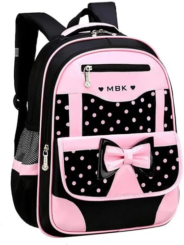 Vista 19 de Juego de 2 mochilas escolares con lazos para niñas y estudiantes, diseño de princesa para escuela primaria, 2pcs Negro-s, 2Pcs BagSet S