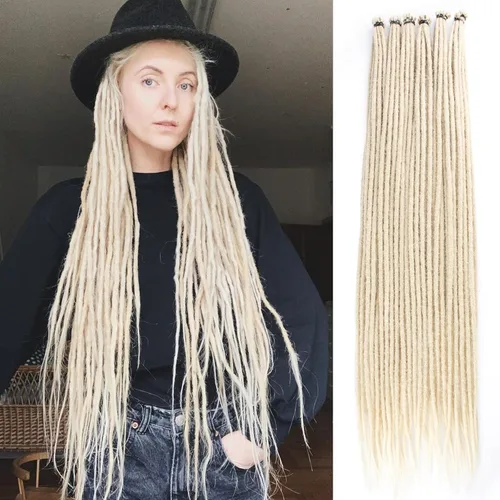 Vista 59 de Leeven Extensiones de Rastas Sintéticas de Doble Punta de 24 Pulgadas 30 Hebras Rastas Boho 613 Rubio 3 Estilos Mixtas Onduladas Rizadas DE Rastas