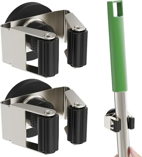 Vista 11 de ULIBERMAGNET Soporte Magnético para Trapeador y Escoba, Soporte Magnético de Servicio Pesado Móvil para Escobas, Colgador Antideslizante Montado