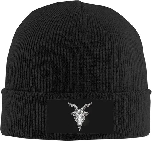 Vista 2 de Beanie Slouchy Knit Skull Cap Warm Hats Baphomet Satan Goat Winter Beanie Hat