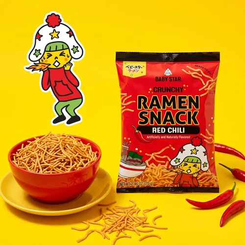 Vista 2 de Baby Star Bocadillo crujiente de ramen pequeño (chile rojo)