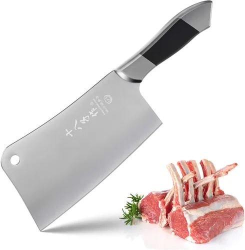 Vista 11 de SHI BA ZI ZUO Cuchilla de Carnicero Pesada de Alta Resistencia para Picar Huesos, Cuchillo de Cocina Resistente