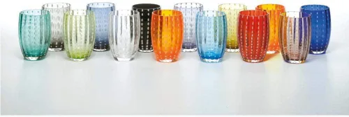 Vista 4 de Zafferano Perle - Vaso de cristal transparente hecho a mano, 32 h 4.291 in d 2.795 in, 6 piezas, transparente Claro