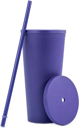 Vista 9 de Vasos con tapas de 22 oz de acrílico de color para llevar de viaje, tazas de viaje con tapas y pajitas