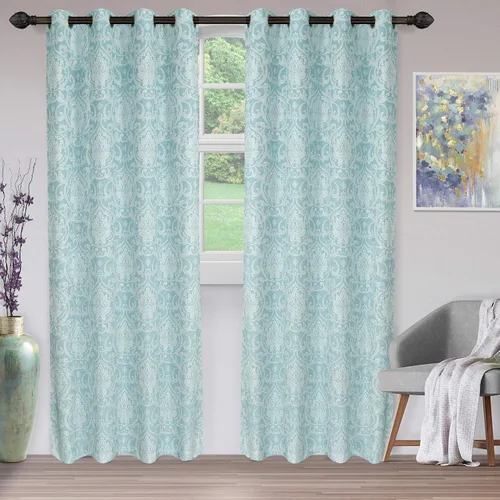 Vista 5 de Superior Lotus - Cortinas de jacquard con detalles florales de damasco, perfectas para habitación familiar o dormitorio, real, tradicional, formal