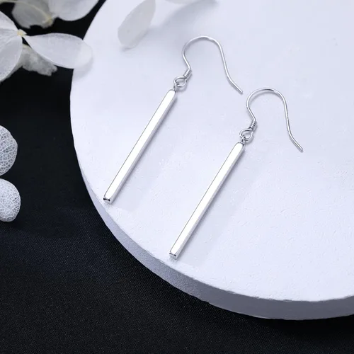 Vista 6 de SLUYNZ Solid 925 Sterling Silver Minimalist 2CM3CM Bar Drop Earrings for Women Teens Vertical Bar Dangle Earrings
