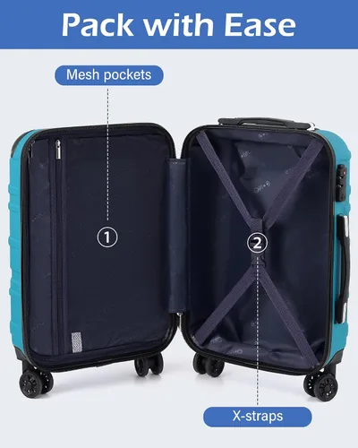 Vista 7 de Coolife Maleta extensible (solo 28") con cerradura TSA Spinner 2-Gris