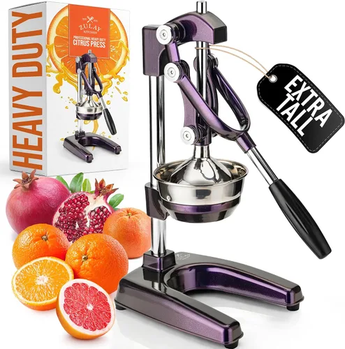 Vista 15 de Zulay Kitchen - Exprimidor de hierro fundido, exprimidor manual naranja, prensa de cítricos, color negro 01 - negro