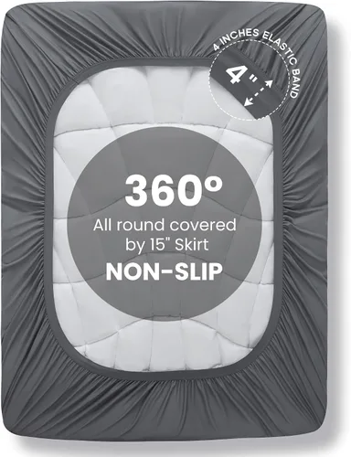 Vista 9 de Sonive - Protector de colchón tamaño Queen, cubrecolchón de hasta 21 pulgadas de profundidad Funda de colchón transpirable de microfibra suave Gris