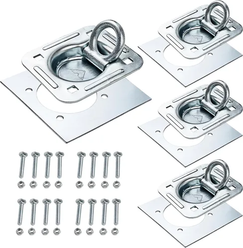 Vista 12 de Lonffery 10 PCS anclajes de amarre con anillo en D de 1/4 de pulgada, kit resistente de 2400 libras para remolque, cama de camión, casa rodante