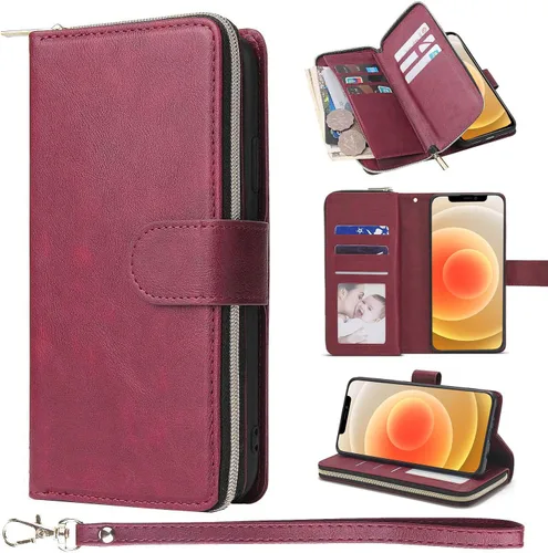 Vista 9 de Funda tipo cartera de cuero con 9 tarjetas para Samsung Galaxy S20 Series