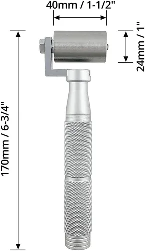 Vista 5 de QWORK 1.5 "acero inoxidable Home Wallpaper Seam Roller Herramienta de construcción de papel de pared Herramienta de pintura de rodillo plano