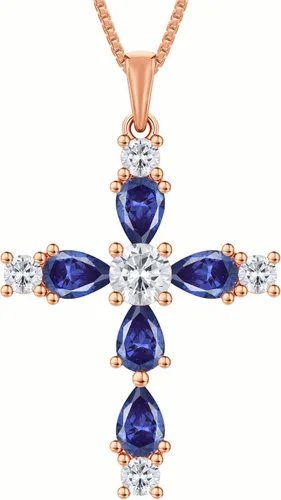 Vista 160 de YL Collar de cruz de plata de ley 925 con colgante de piedra natal religiosa para mujer