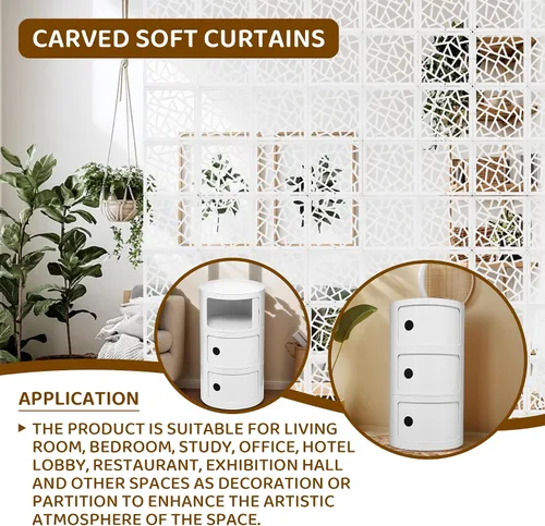 Vista 2 de 24 piezas de PVC para colgar habitaciones, paneles de patrón de tallado de flores, panel decorativo de pared, divisor de habitación, panel